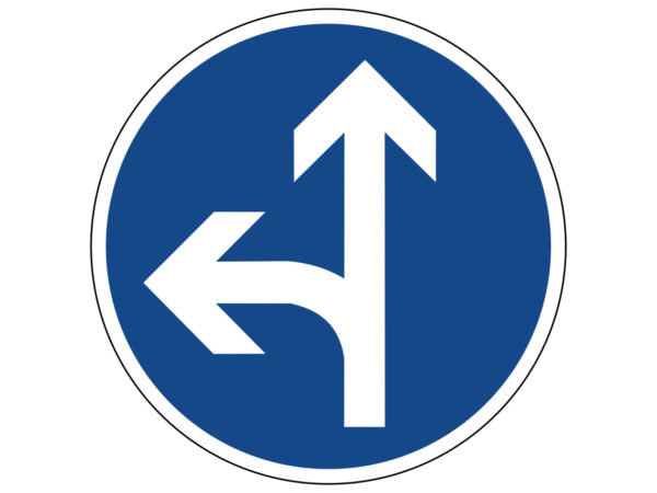 Verkehrszeichen 214 10 Vorgeschriebene Fahrtrichtung Geradeaus Und Links Radfahrausbildung Grundschule